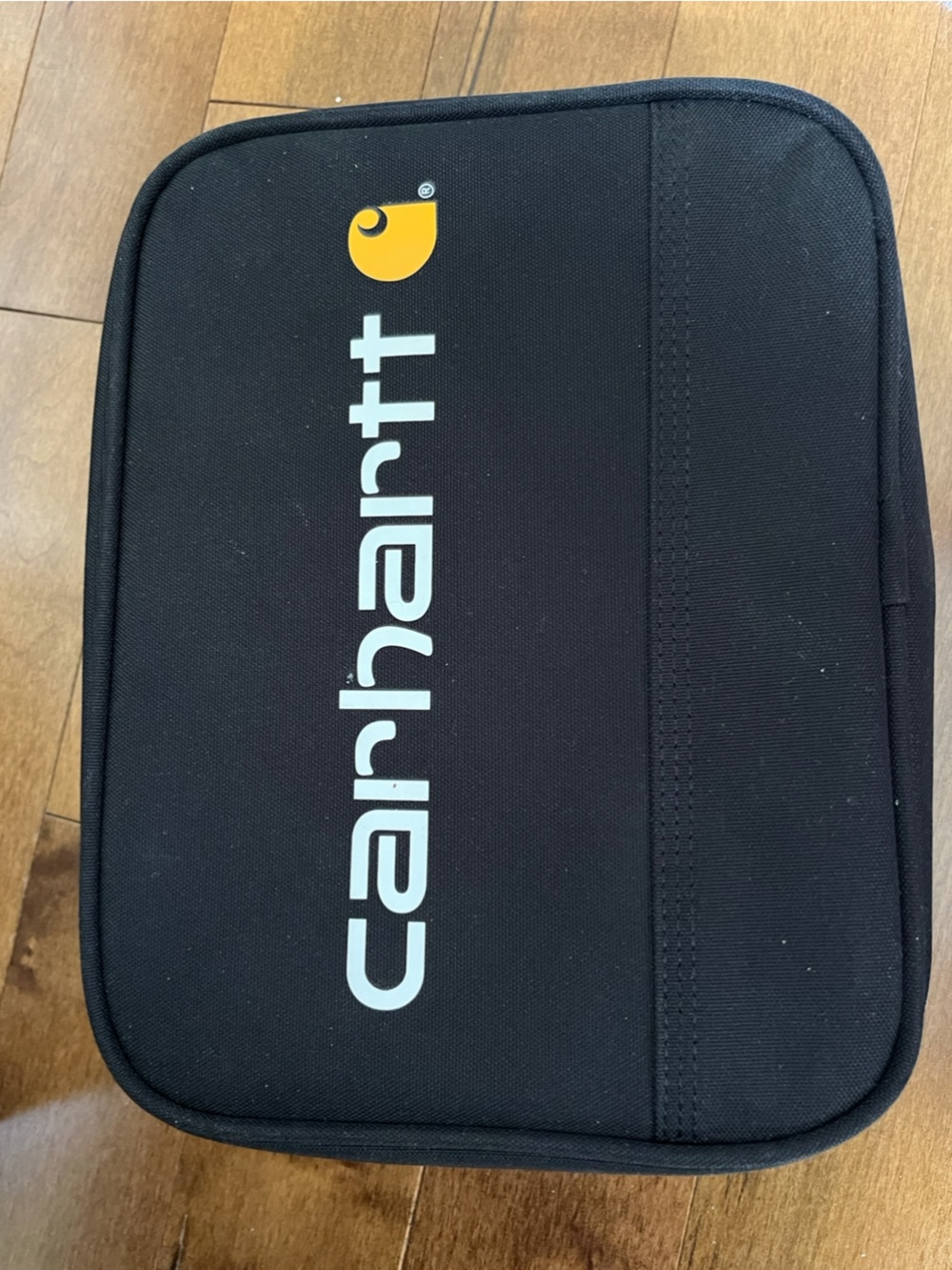 Carhartt Black Insulated Lunch Bag Cooler Zip Lunch Box Work Travel Gorpcore EUC